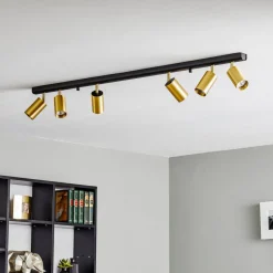 Plafondspot Eye Spot 6-lamps, zwart/messing