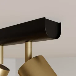 Plafondspot Eye Spot 6-lamps, zwart/messing