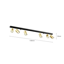 Plafondspot Eye Spot 6-lamps, zwart/messing