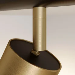 Plafondspot Eye Spot 6-lamps, zwart/messing