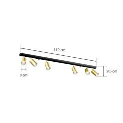 Plafondspot Eye Spot 6-lamps, zwart/messing