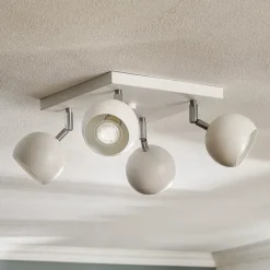Plafondspot Flame, wit, 4-lamps vierkant