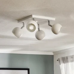 Plafondspot Flame, wit, 4-lamps vierkant