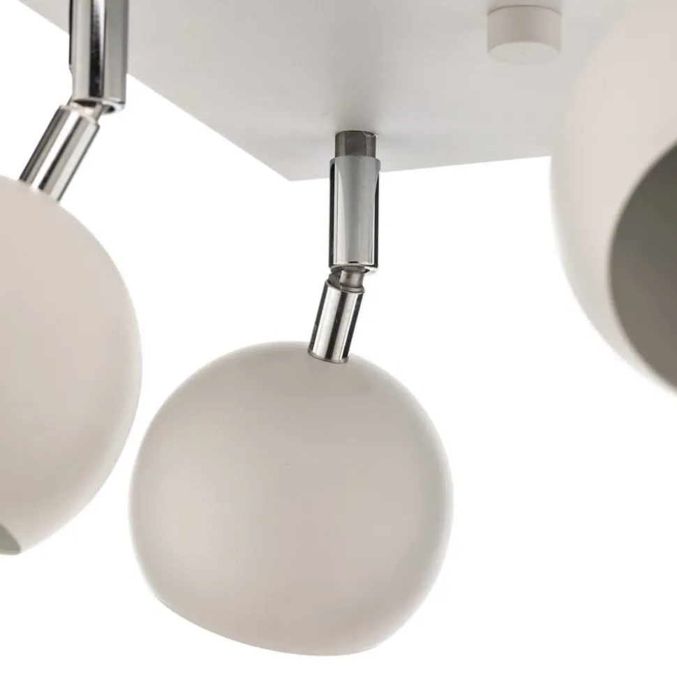 Plafondspot Flame, wit, 4-lamps vierkant