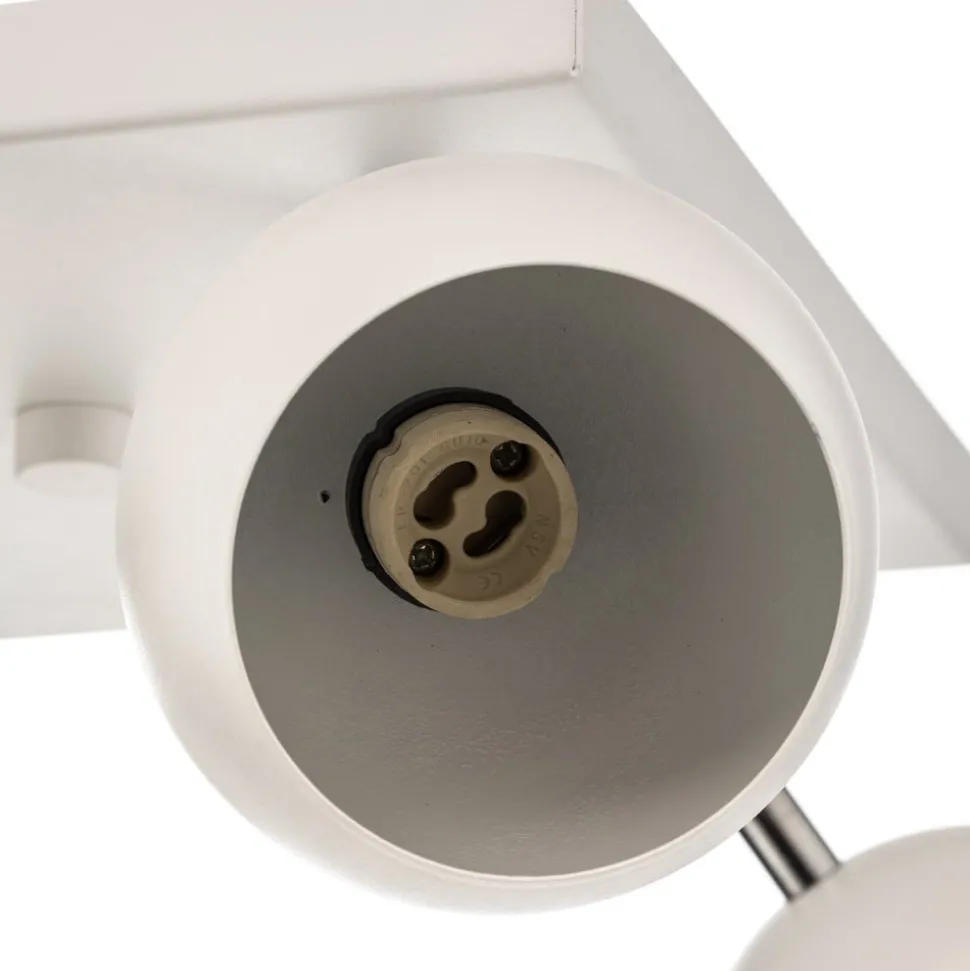 Plafondspot Flame, wit, 4-lamps vierkant