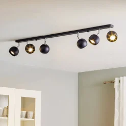 Plafondspot Flame, zwart, 6-lamps
