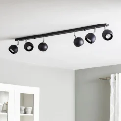 Plafondspot Flame, zwart, 6-lamps