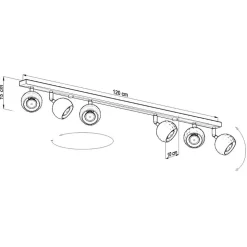 Plafondspot Flame, zwart, 6-lamps