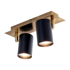 Plafondspot Frida 2-lamps, messing/zwart