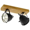 Plafondspot Gatebeck van hout en metaal, 2-lamps