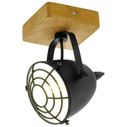 Plafondspot Gatebeck van hout en metaal, 1-lamp