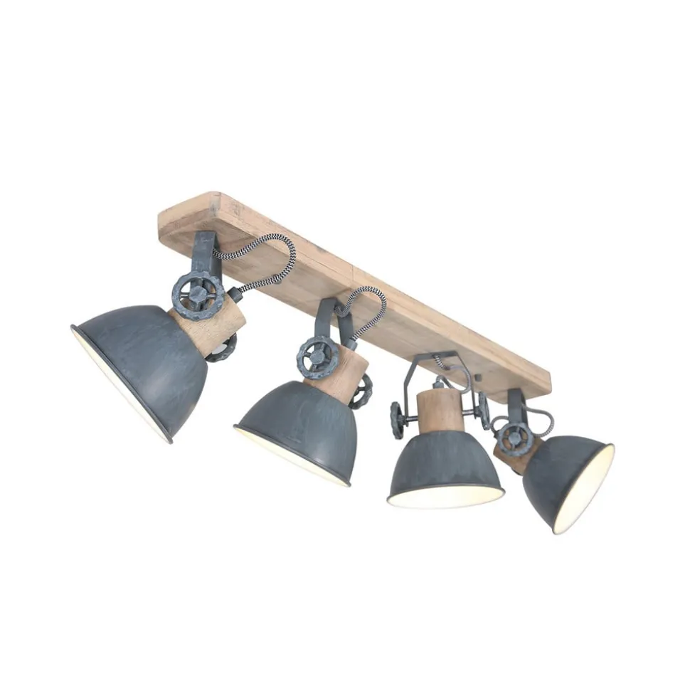 Plafondspot Gearwood, 4-lamps, grijs
