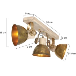 Plafondspot Gearwood, 3-lamps brons