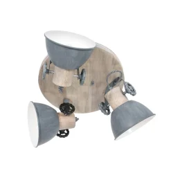Plafondspot Gearwood, 3-lamps rond, grijs