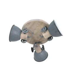 Plafondspot Gearwood, 3-lamps rond, grijs