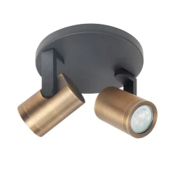 Plafondspot Halo, zwart/messing gebronsd Ø 17 cm 2-lamps.