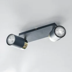 Plafondspot Joker, 2-lamps, blauw-goud