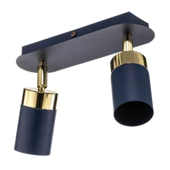 Plafondspot Joker, 2-lamps, blauw-goud
