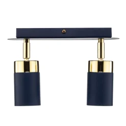Plafondspot Joker, 2-lamps, blauw-goud