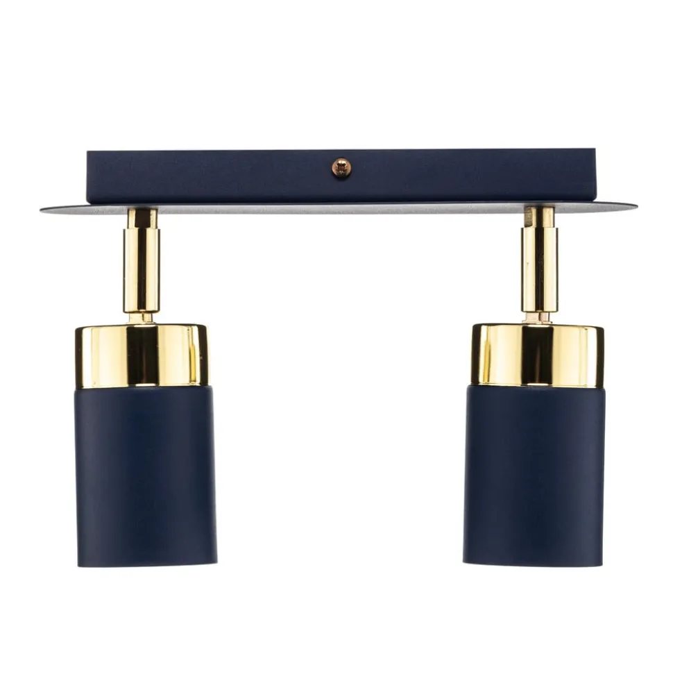 Plafondspot Joker, 2-lamps, blauw-goud