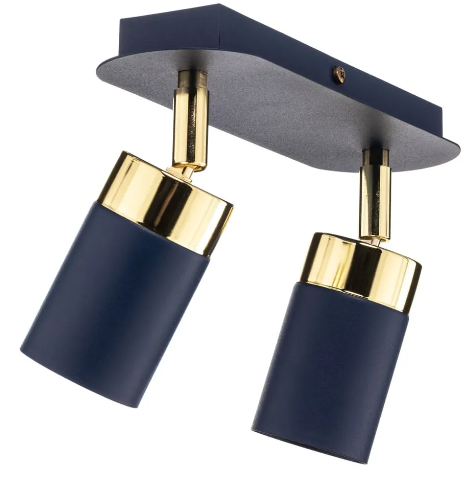Plafondspot Joker, 2-lamps, blauw-goud