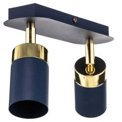 Plafondspot Joker, 2-lamps, blauw-goud