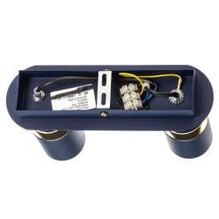 Plafondspot Joker, 2-lamps, blauw-goud