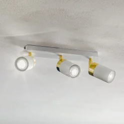 Plafondspot Joker, wit/goud, 3-lamps