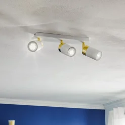 Plafondspot Joker, wit/goud, 3-lamps