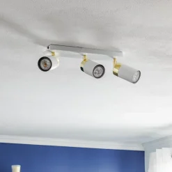 Plafondspot Joker, wit/goud, 3-lamps