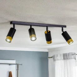 Plafondspot Kumo zwart/goud 4-lamps