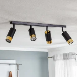 Plafondspot Kumo zwart/goud 4-lamps