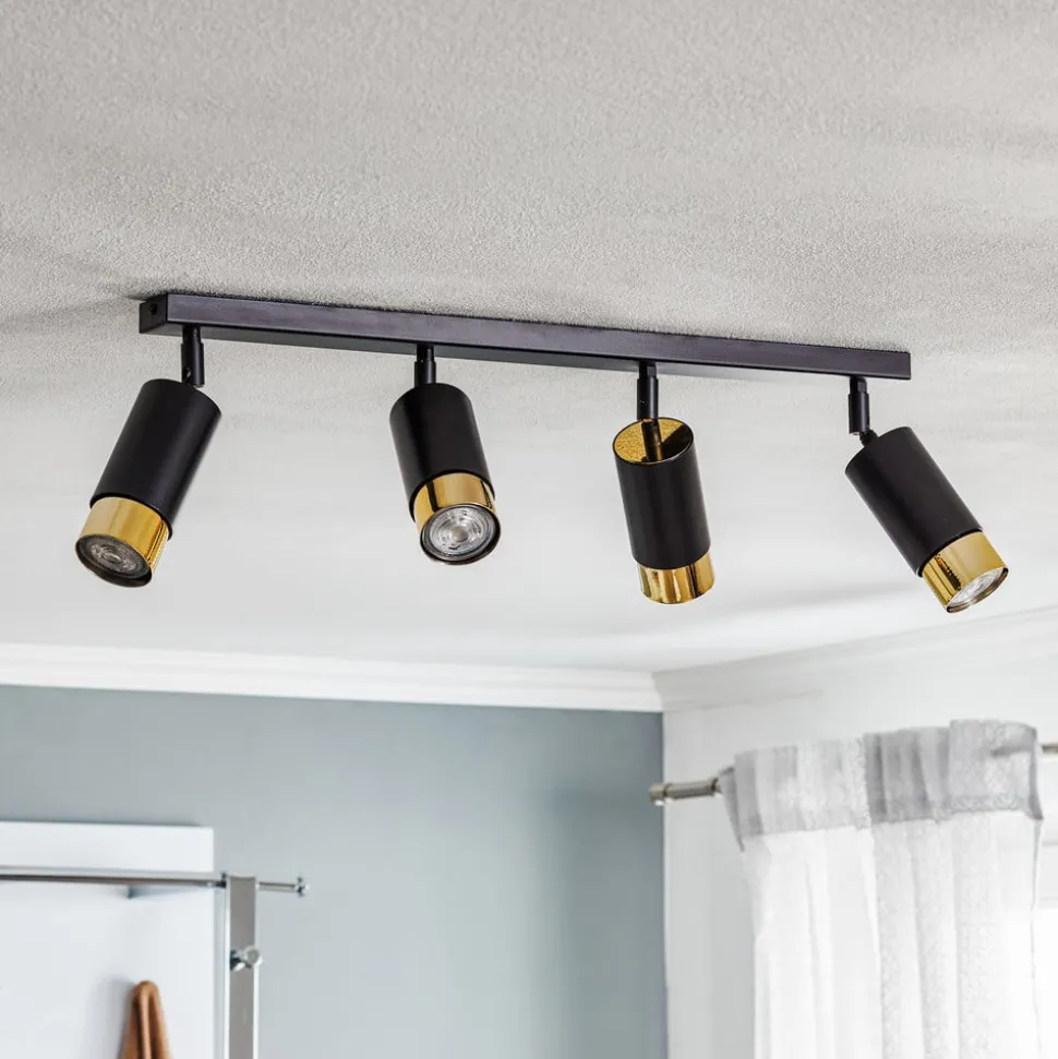 Plafondspot Kumo zwart/goud 4-lamps