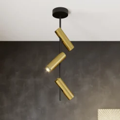 Plafondspot Leda 3, 3-lamps, zwart-goud