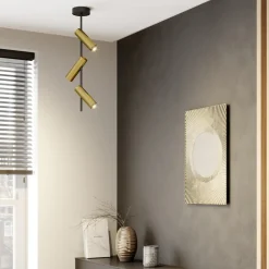 Plafondspot Leda 3, 3-lamps, zwart-goud