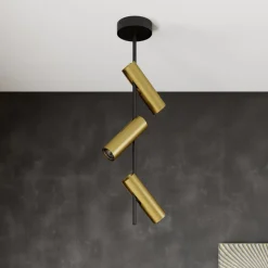 Plafondspot Leda 3, 3-lamps, zwart-goud