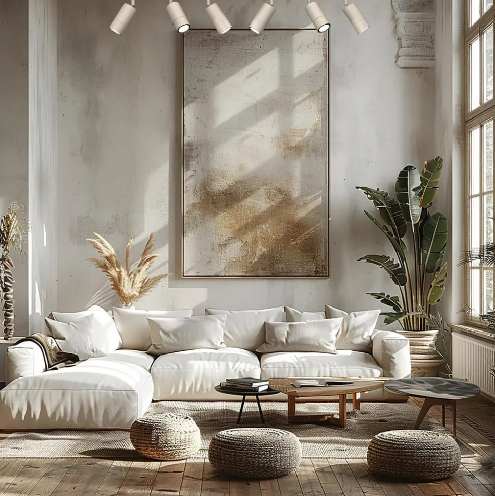 Plafondspot Link, beige, lengte 90 cm, 6-lamps.