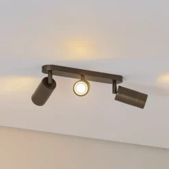 Plafondspot Link, titanium-goudkleurig, lengte 33 cm, 3-lamps.