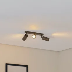 Plafondspot Link, titanium-goudkleurig, lengte 33 cm, 3-lamps.