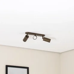 Plafondspot Link, titanium-goudkleurig, lengte 33 cm, 3-lamps.