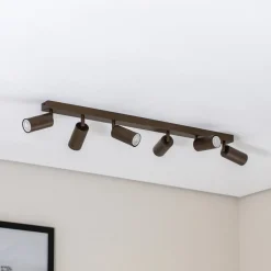 Plafondspot Link, titanium-goudkleurig, lengte 90 cm, 6-lamps.