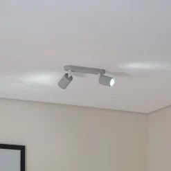 Plafondspot Livia, grijs, 35 cm, 2-lamps, metaal, GU10