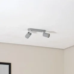 Plafondspot Livia, grijs, 35 cm, 2-lamps, metaal, GU10