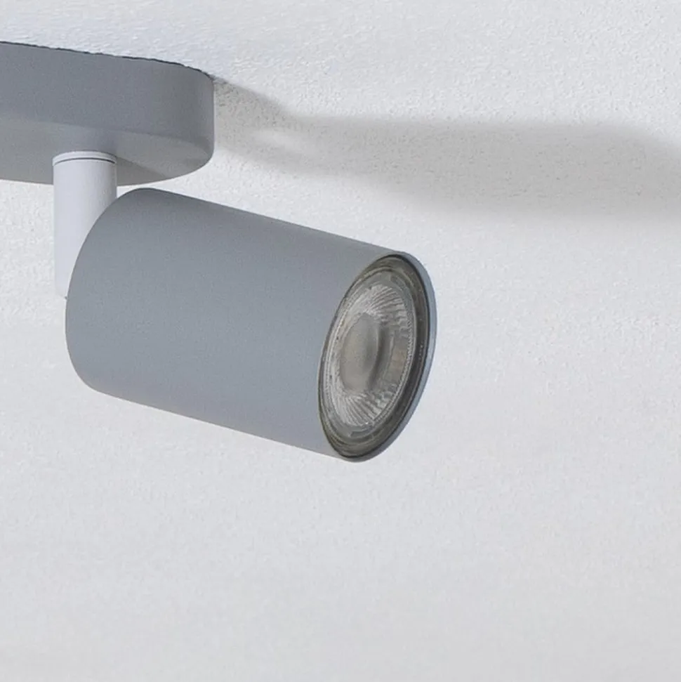 Plafondspot Livia, grijs, 35 cm, 2-lamps, metaal, GU10