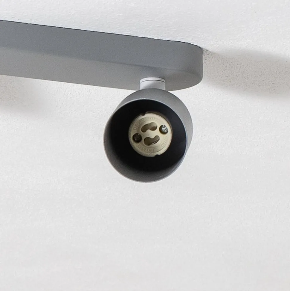 Plafondspot Livia, grijs, 35 cm, 2-lamps, metaal, GU10