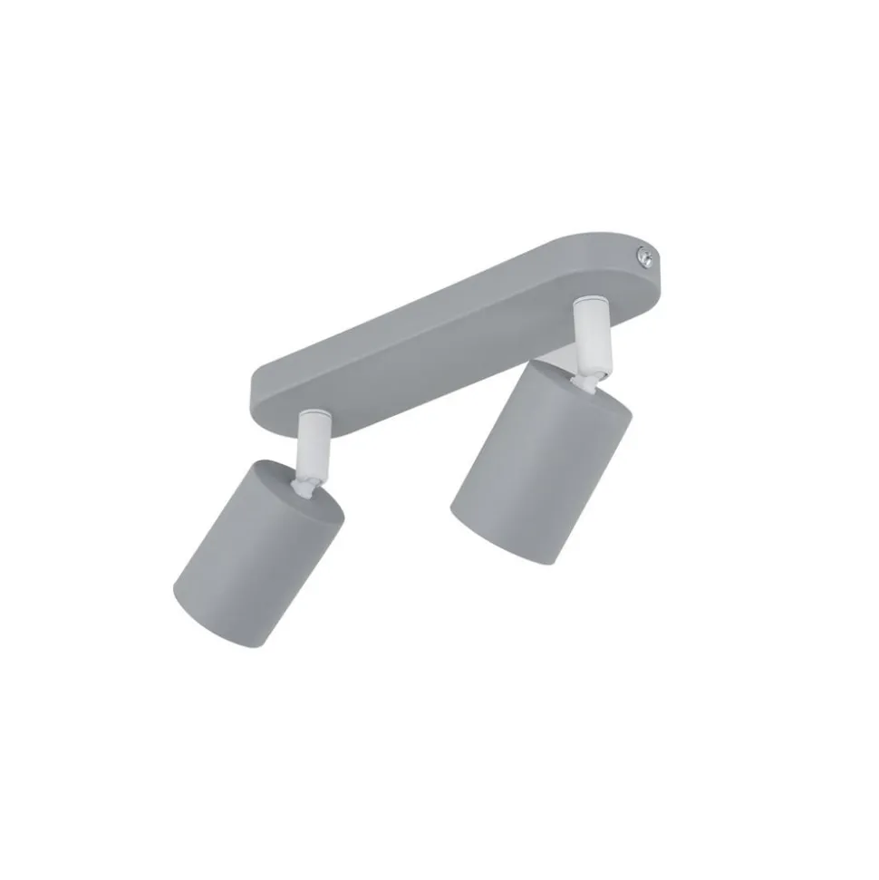 Plafondspot Livia, grijs, 35 cm, 2-lamps, metaal, GU10