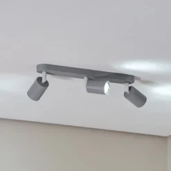 Plafondspot Livia, grijs, 52 cm, 3-lamps, metaal, GU10
