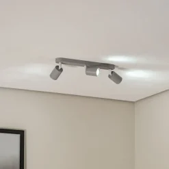 Plafondspot Livia, grijs, 52 cm, 3-lamps, metaal, GU10