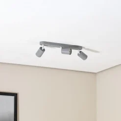 Plafondspot Livia, grijs, 52 cm, 3-lamps, metaal, GU10