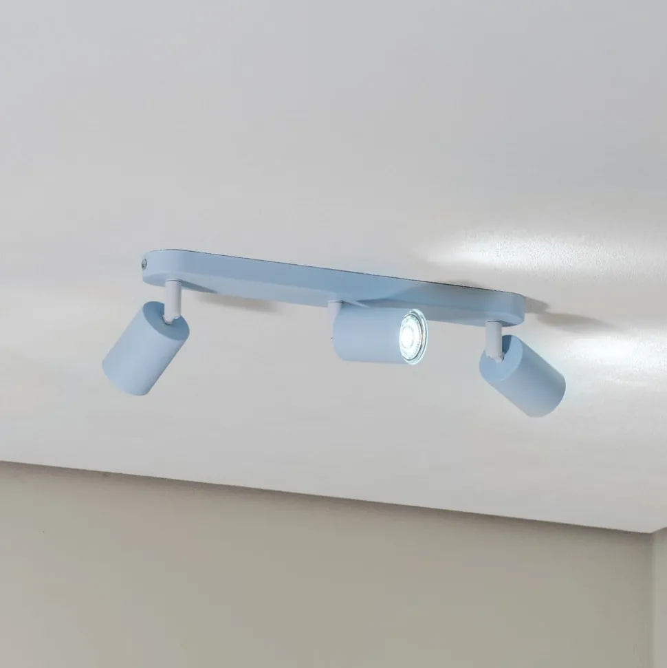 Plafondspot Livia, lichtblauw, 52 cm, 3-lamps, metaal, GU10